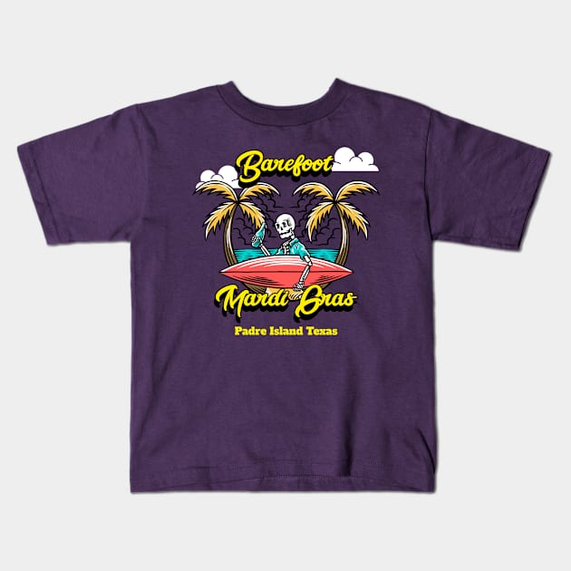 BAREFOOT MARDI GRAS T-SHIRT Kids T-Shirt by Cult Classics